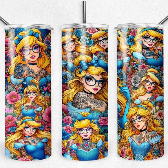 Cinderella with glasses and tattoos - 20oz Tumbler - Picture 1 of 1